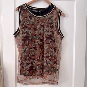 Sold! Sexy Woman, Sheer Camouflage Sleeveless Top.M